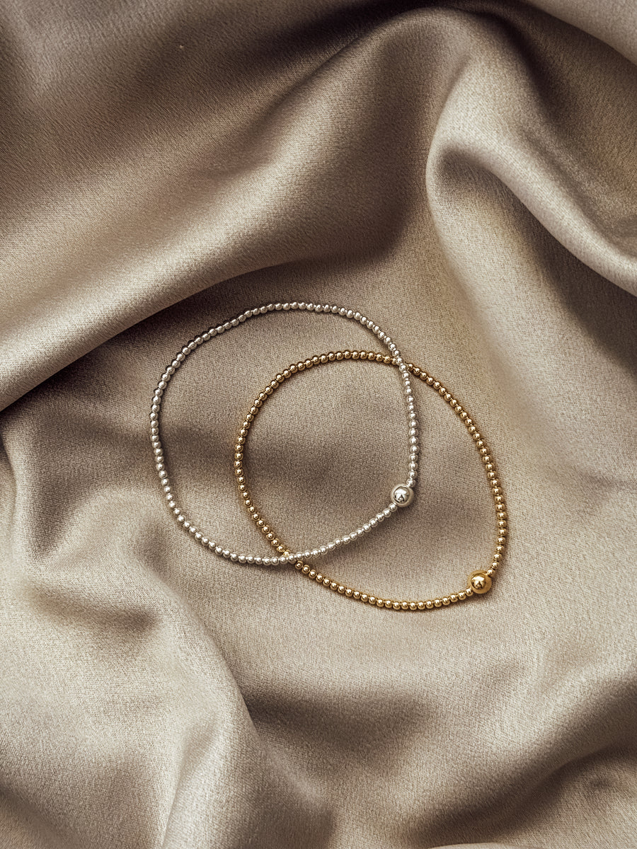 2mm Beaded Layering Bracelets in Sterling Silver and 14K Gold Filled